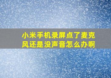 小米手机录屏点了麦克风还是没声音怎么办啊