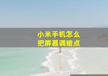 小米手机怎么把屏幕调暗点