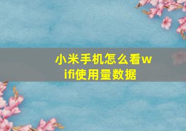 小米手机怎么看wifi使用量数据