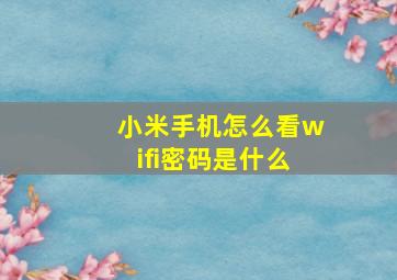 小米手机怎么看wifi密码是什么