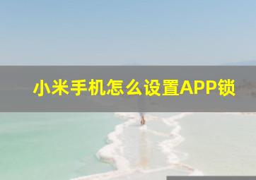 小米手机怎么设置APP锁