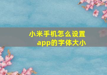 小米手机怎么设置app的字体大小