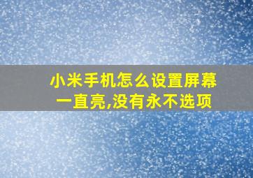 小米手机怎么设置屏幕一直亮,没有永不选项