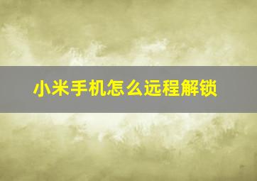 小米手机怎么远程解锁