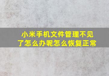 小米手机文件管理不见了怎么办呢怎么恢复正常