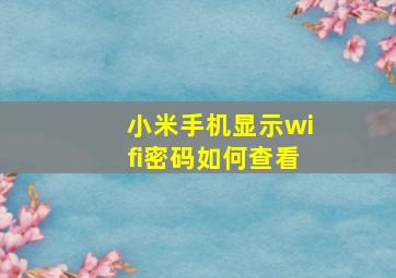 小米手机显示wifi密码如何查看