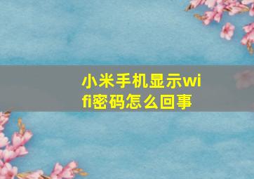 小米手机显示wifi密码怎么回事