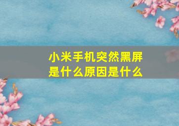 小米手机突然黑屏是什么原因是什么