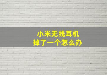 小米无线耳机掉了一个怎么办