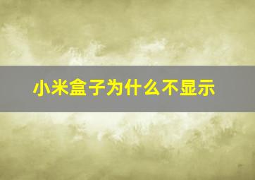 小米盒子为什么不显示