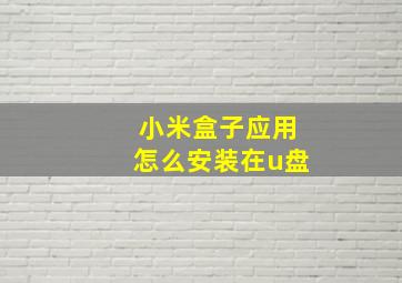 小米盒子应用怎么安装在u盘