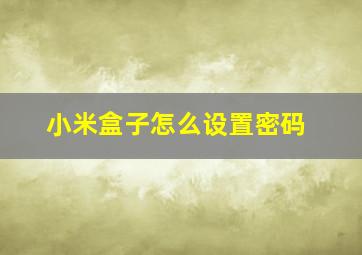 小米盒子怎么设置密码