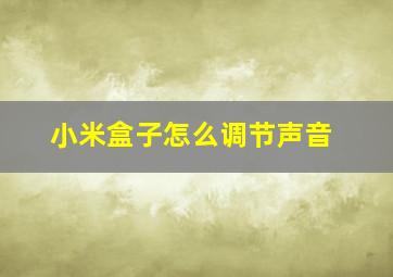 小米盒子怎么调节声音