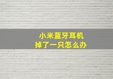 小米蓝牙耳机掉了一只怎么办