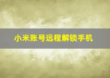 小米账号远程解锁手机