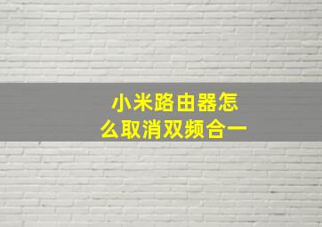 小米路由器怎么取消双频合一