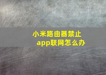 小米路由器禁止app联网怎么办