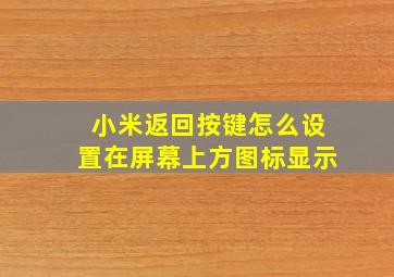 小米返回按键怎么设置在屏幕上方图标显示