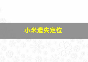 小米遗失定位