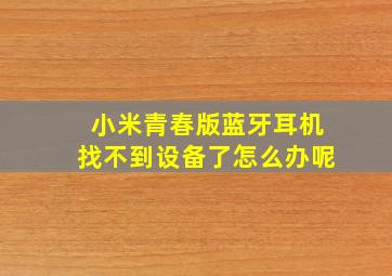 小米青春版蓝牙耳机找不到设备了怎么办呢