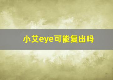 小艾eye可能复出吗