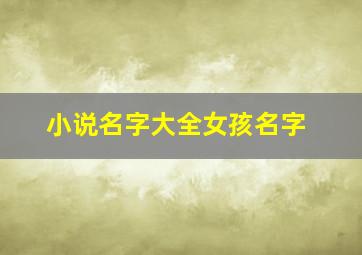 小说名字大全女孩名字