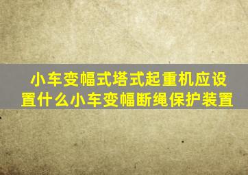 小车变幅式塔式起重机应设置什么小车变幅断绳保护装置