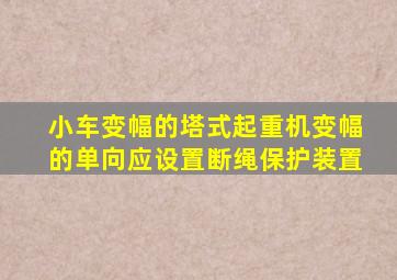 小车变幅的塔式起重机变幅的单向应设置断绳保护装置