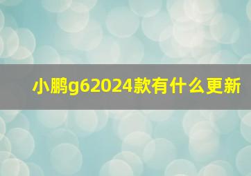 小鹏g62024款有什么更新