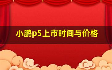 小鹏p5上市时间与价格