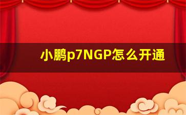 小鹏p7NGP怎么开通