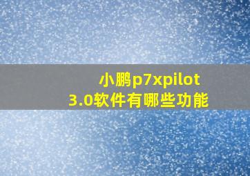 小鹏p7xpilot3.0软件有哪些功能