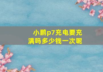 小鹏p7充电要充满吗多少钱一次呢