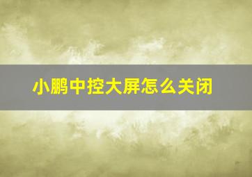 小鹏中控大屏怎么关闭