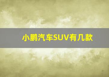 小鹏汽车SUV有几款