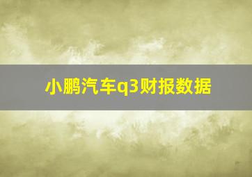 小鹏汽车q3财报数据