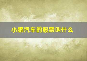 小鹏汽车的股票叫什么