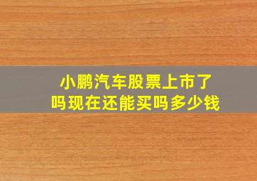 小鹏汽车股票上市了吗现在还能买吗多少钱