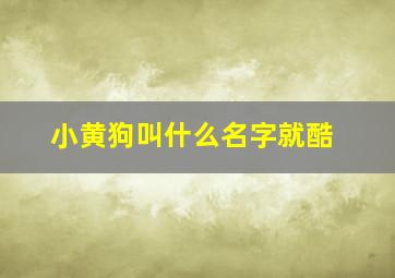 小黄狗叫什么名字就酷