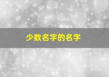 少数名字的名字