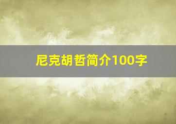 尼克胡哲简介100字