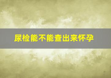 尿检能不能查出来怀孕