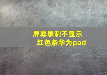 屏幕录制不显示红色条华为pad