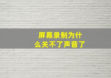 屏幕录制为什么关不了声音了