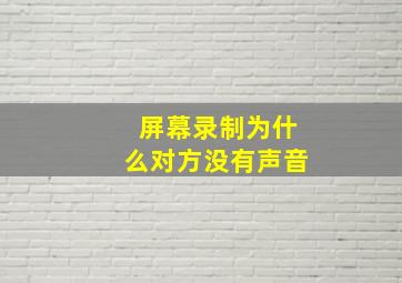 屏幕录制为什么对方没有声音