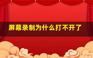 屏幕录制为什么打不开了