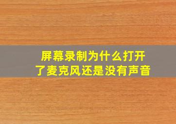 屏幕录制为什么打开了麦克风还是没有声音