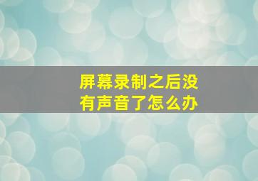 屏幕录制之后没有声音了怎么办