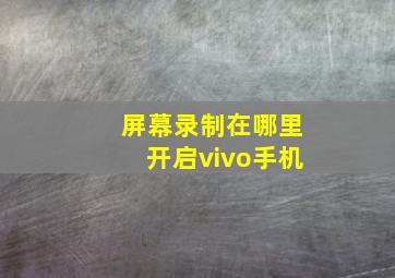 屏幕录制在哪里开启vivo手机