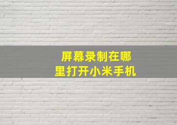 屏幕录制在哪里打开小米手机